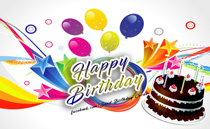 Happy Birthday - Beautiful birthday card with cake and balloons | Birthday Cards