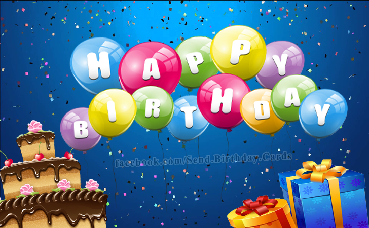 Birthday Wish: Happy Birthday Card with Cake and Balloons | Birthday Cards