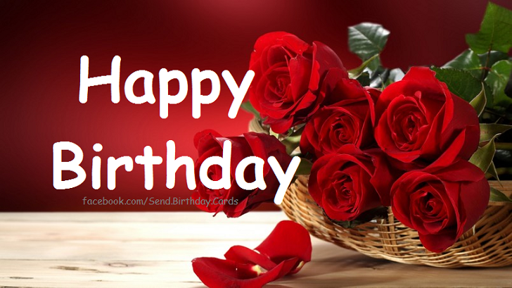 Elegant Happy Birthday Card with red Roses image | Birthday Cards