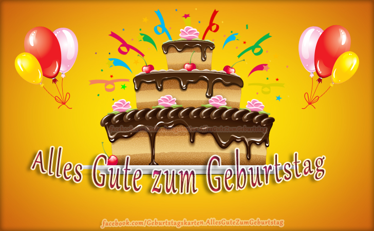 Die schönsten Bilder zum Geburtstag mit einem Kuchen und Luftballons zum Alles Gute zum Geburtstag