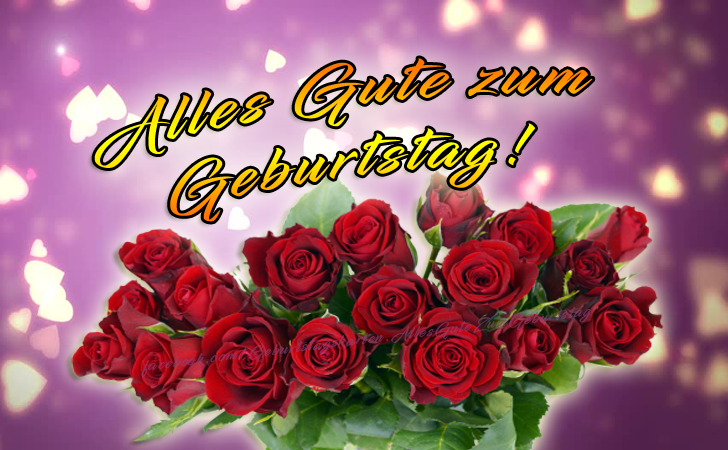 Die schönsten Bilder zum Geburtstag mit einem Strauß roter Rosen zum Alles Gute zum Geburtstag - Bilder, Sprüche und Wünsche zum Geburtstag.