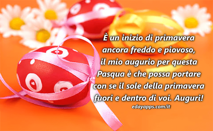 Auguri di Buona Pasqua - E un inizio di primavera ancora freddo e piovoso, il mio augurio per questa Pasqua e che possa portare con se il sole della primavera fuori e dentro di voi. Auguri!