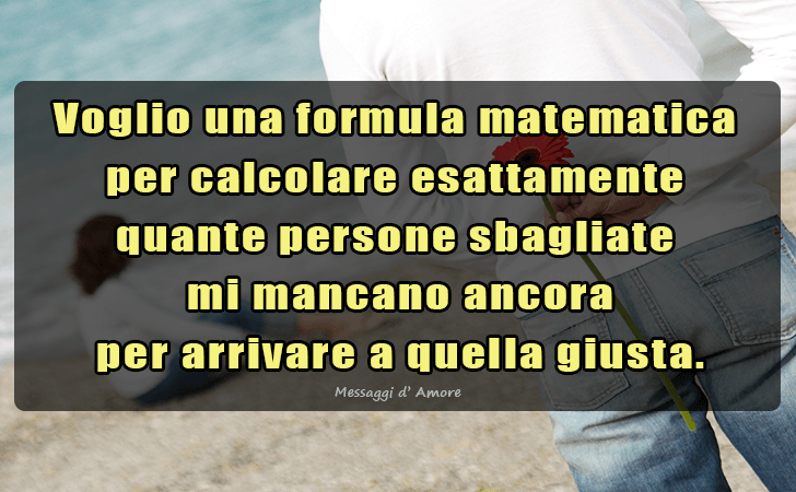 Voglio una formula matematica per calcolare esattamente quante persone sbagliate mi mancano ancora per arrivare a quella giusta... (Messaggi d'Amore, Frasi e Immagini)
