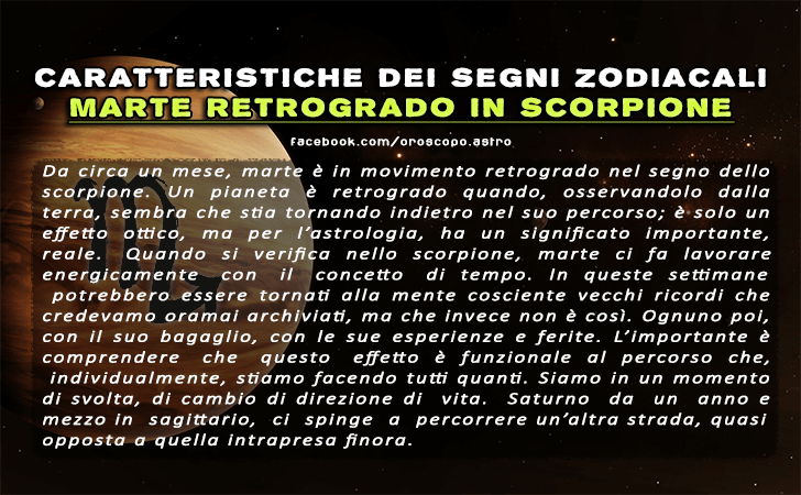 Marte Retrogrado in Scorpione