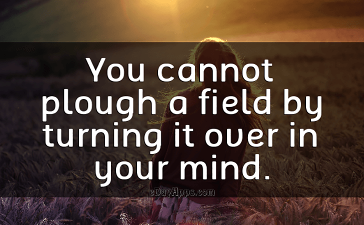 Quotes - best of | You cannot plough a field by turning it over in your mind.