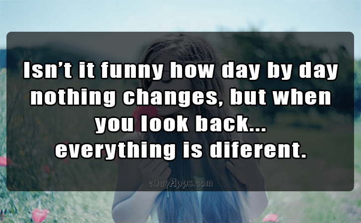 Quotes - best of | Isnt it funny how day by day 
nothing changes, but when you look back...
everything is diferent.