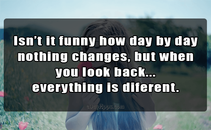 Quotes - best of | Isnt it funny how day by day 
nothing changes, but when you look back...
everything is diferent.
