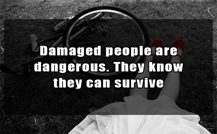 Quotes - best of | Damaged people are
 dangerous. They know 
they can survive