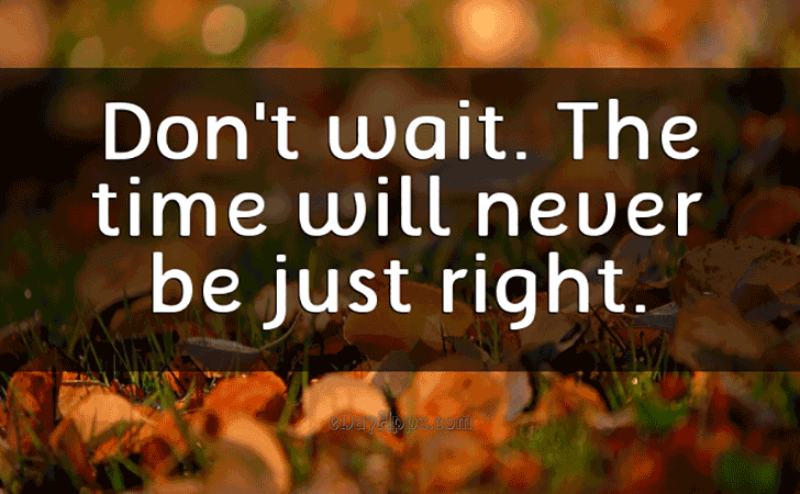 Quotes - best of | Don't wait. The time will never be just right.