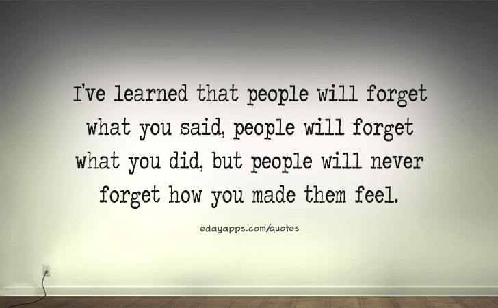 Quotes - best of | I've learned that people will forget what you said, people will forget what you did, but people will never forget how you made them feel.