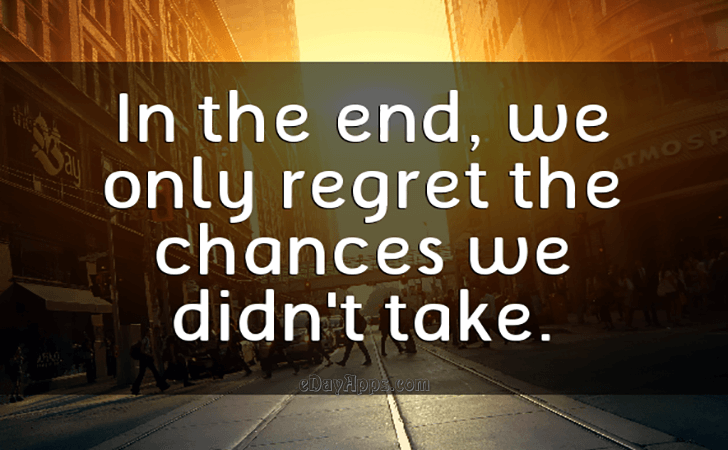 Quotes - best of | In the end, we only regret the chances we didn't take.