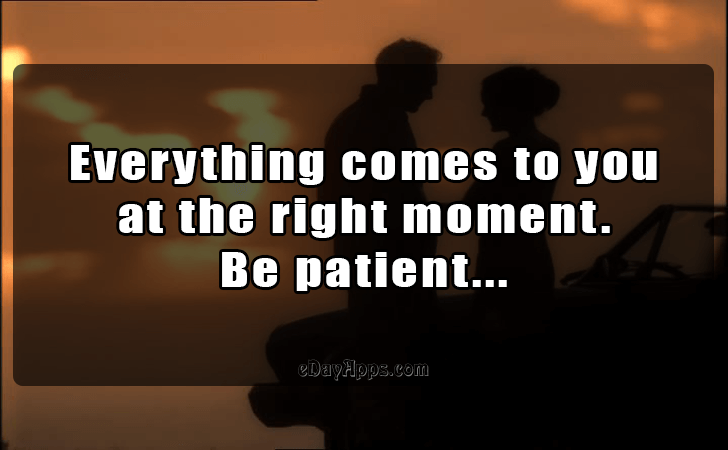 Quotes - best of | Everything comes to you at the right moment. Be patient...