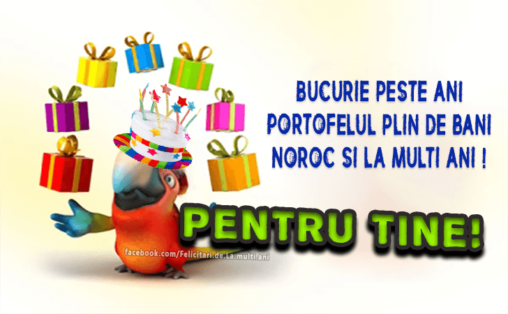 Felicitari de La multi ani | Bucurie peste ani, portofelul plin de bani, noroc si la multi ani ! Pentru Tine!