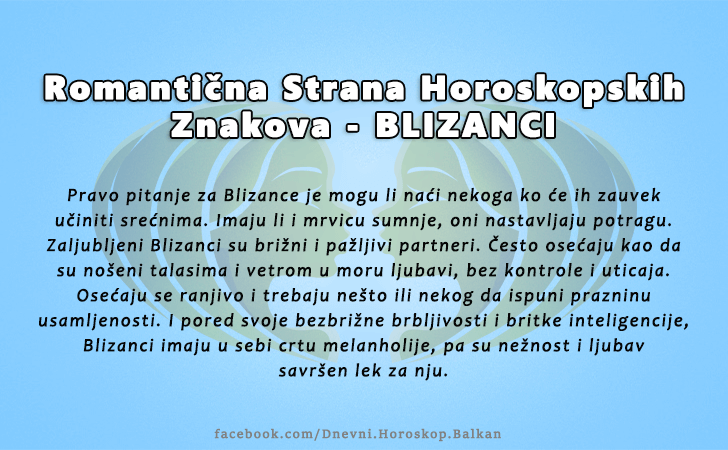 Horoskop | Karakteristike znakova | Romantična Strana - BLIZANCI