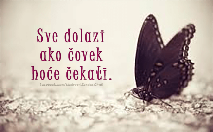 Pozitivne misli | Mudrosti | Izreke | Citati o životu i ljubavi | Sve dolazi..., Sve dolazi ako čovek hoće čekati.