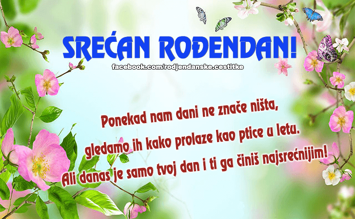 Rođendanske Čestitke (SLIKE) | Ponekad nam dani ne znače ništa,
gledamo ih kako prolaze kao ptice u letu.
Ali danas je samo tvoj dan i ti ga činiš najsrećnijim!